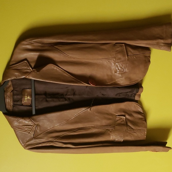 Soft Italian vintage nappa leather jacket with one button. - Picture 2 of 12